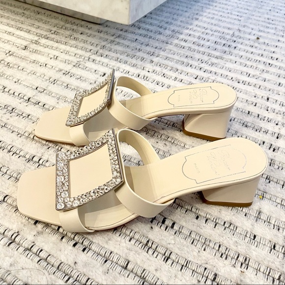 Roger Vivier Buckle Leather Mules Sandals - Picture 7 of 11